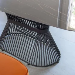 Tavolo Ellittico da Pranzo in Ceramica Lucida e Acciaio - Ravi