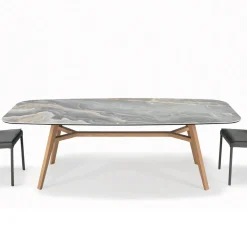 Tavolo Fisso a Botte in Ceramica e Legno di Frassino Made in Italy - Nord