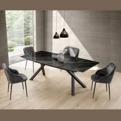 Tavolo Fisso a Botte in Laminam Calacatta Black Lucido - Dialogo