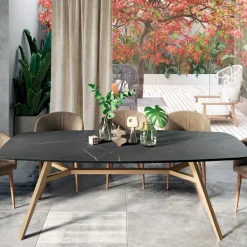 Tavolo Fisso a Botte in Laminato e Legno di Frassino Made in Italy - Nord