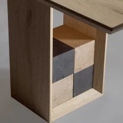 Tavolo Fisso con Basamento con Quadrotti Decorativi Made in Italy - Maugrim