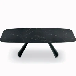 Tavolo Fisso con Base in Acciaio Nero e Piano in Laminato Made in Italy - Occhiali