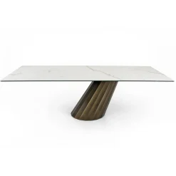 Tavolo Fisso con Base in Acciaio e Piano in Ceramica Made in Italy - Pantaloni