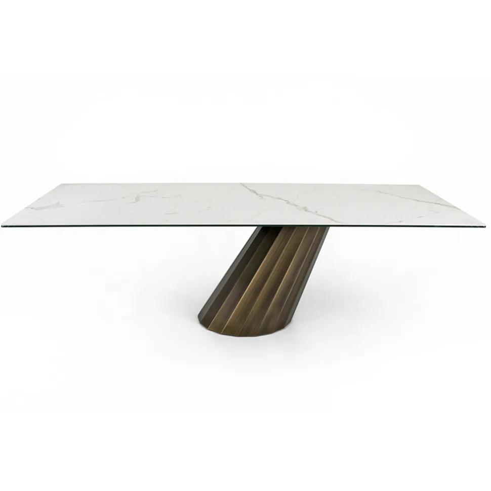Tavolo Fisso con Base in Acciaio e Piano in Ceramica Made in Italy - Pantaloni