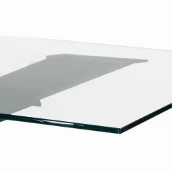 Tavolo Fisso con Bordo Reverse in Vetro Extrachiaro e Acciaio Made in Italy - Grotta