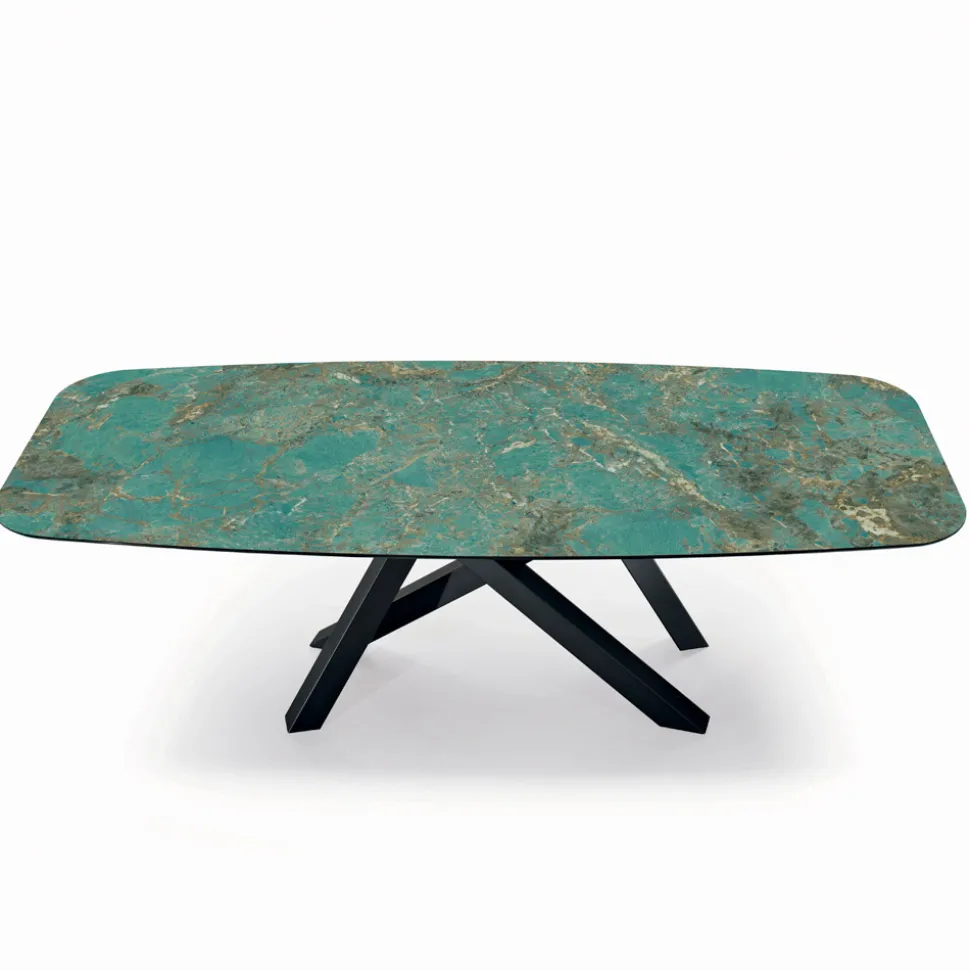 Tavolo Fisso con Piano a Botte in Ceramica Made in Italy - Settimmio