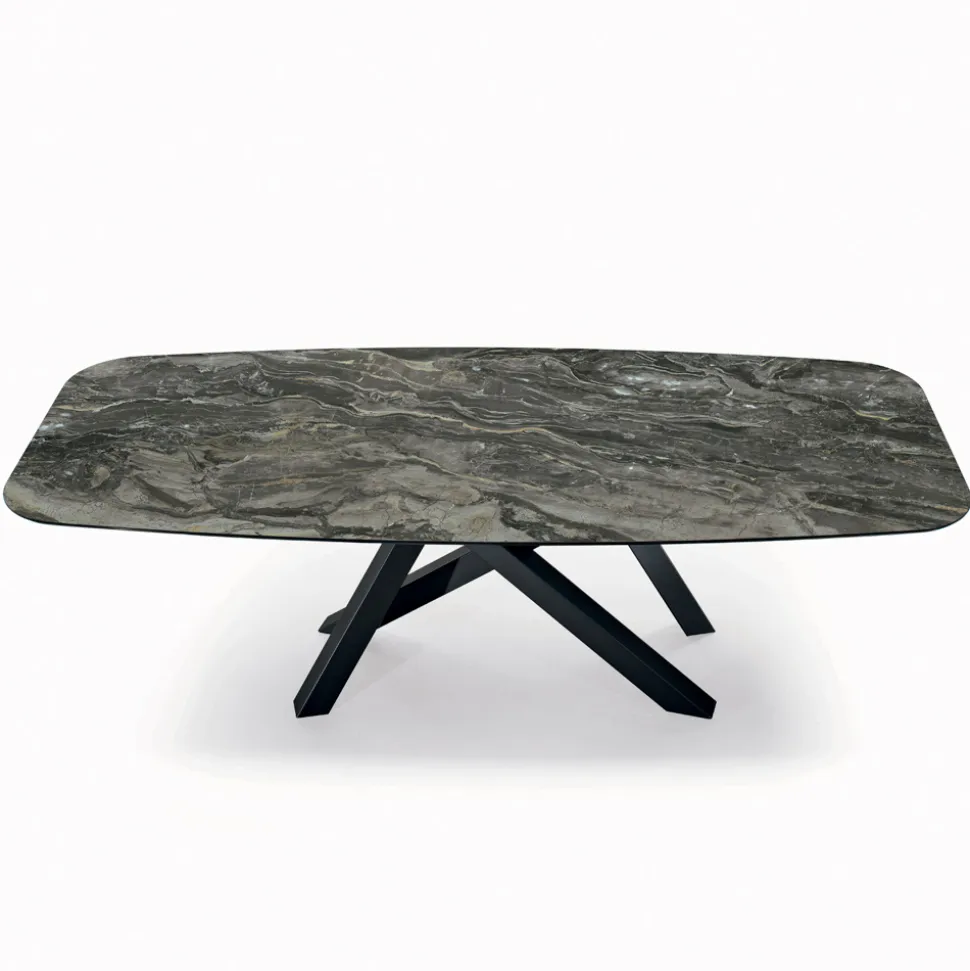 Tavolo Fisso con Piano a Botte in Ceramica Made in Italy - Settimmio