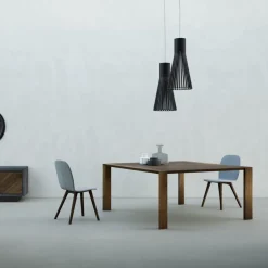 Tavolo Fisso con Piano Bisellato Noce Canaletto Made in Italy - Caspian