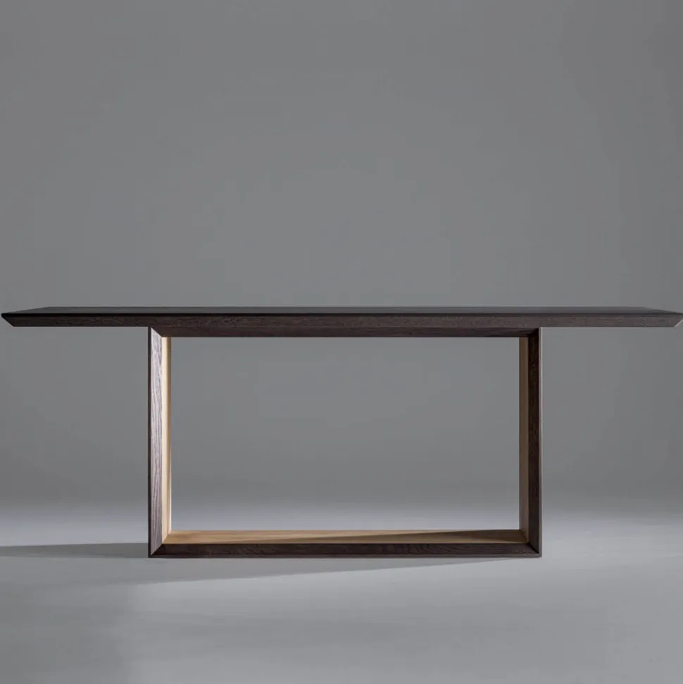 Tavolo Fisso con Piano Bisellato e Basamento Bicolore Made in Italy - Jadis
