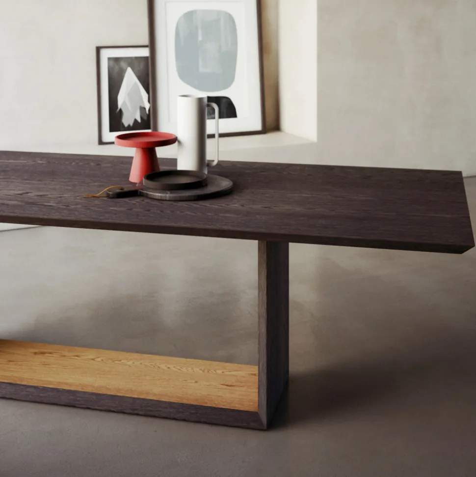 Tavolo Fisso con Piano Bisellato e Basamento Bicolore Made in Italy - Jadis