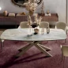 Tavolo Fisso con Piano in Ceramica Onice Argento Lucido Made in Italy - Grotta