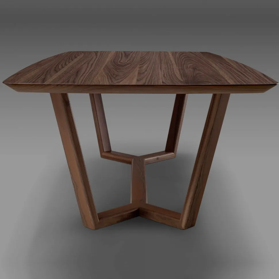 Tavolo Fisso con Piano Sagomato e Basamento in Legno Made in Italy - Digory