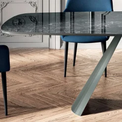Tavolo Fisso da Pranzo con Piano a Botte in Ceramica Made in Italy - Occhiali