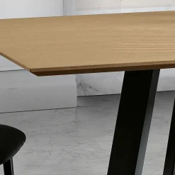 Tavolo Fisso da Pranzo con Piano in Legno Impiallacciato Made in Italy - Tecna