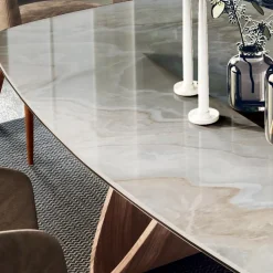 Tavolo Fisso da Soggiorno con Base in Legno Made in Italy - Equatore
