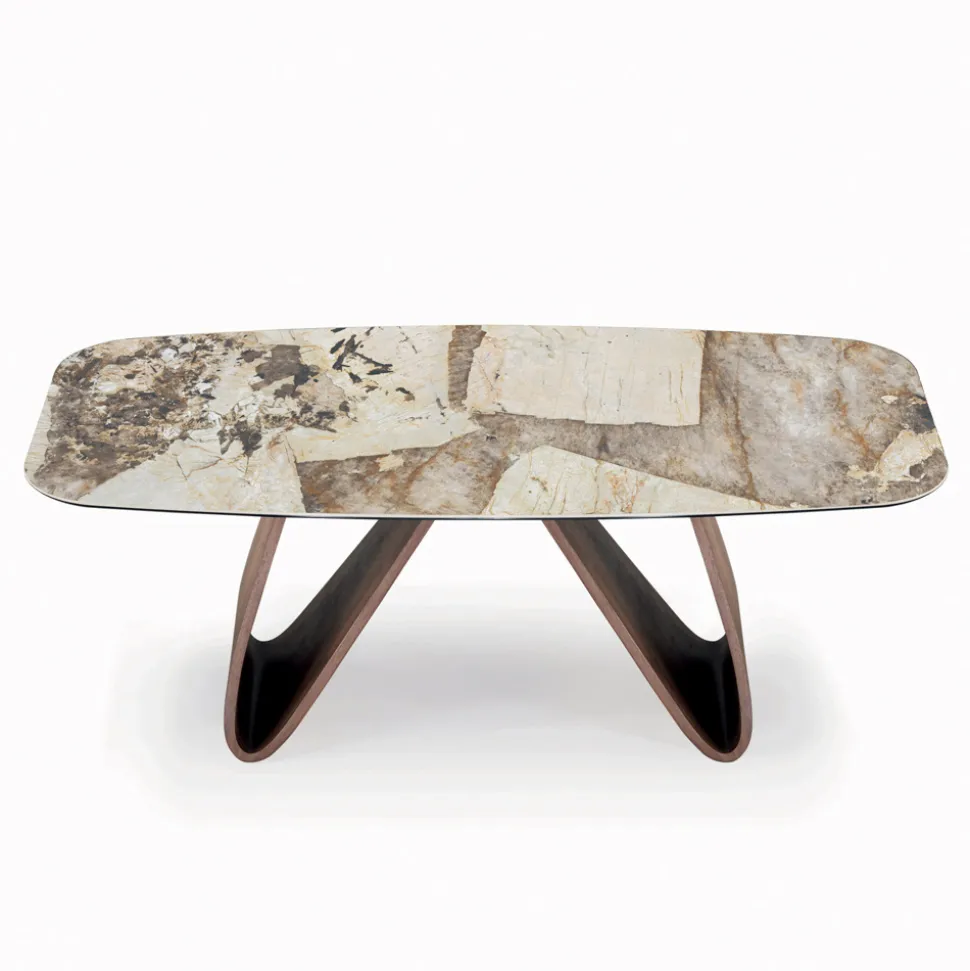 Tavolo Fisso da Soggiorno con Base in Legno Made in Italy - Equatore