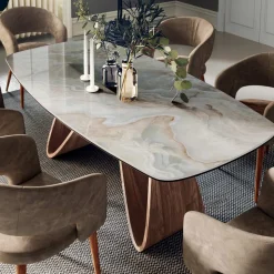 Tavolo Fisso da Soggiorno con Base in Legno Made in Italy - Equatore
