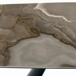 Tavolo Fisso in Ceramica e Base in Acciaio Verniciato Nero Made in Italy - Occhiali