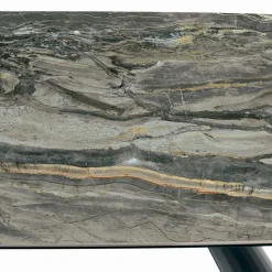 Tavolo Fisso in Ceramica e Base in Acciaio Verniciato Nero Made in Italy - Occhiali