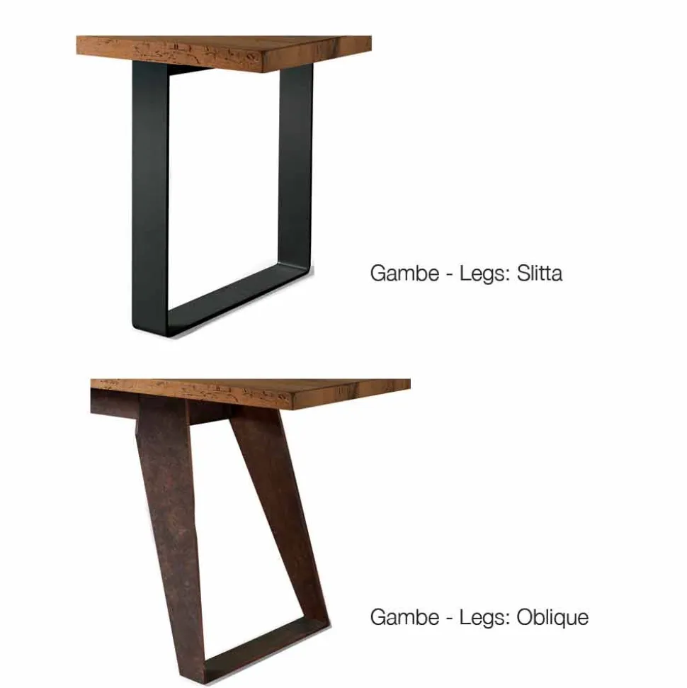 Tavolo fisso in legno massello ontano naturale design moderno, Antonio
