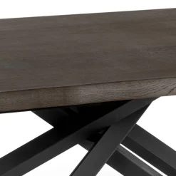 Tavolo Fisso in Rovere Impiallacciato e Base in Metallo Nero - Skipper