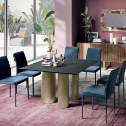Tavolo Fisso Quadrato in Laminato e Acciaio Made in Italy - Forbici