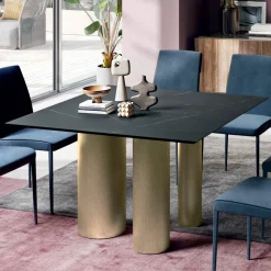 Tavolo Fisso Quadrato in Laminato e Acciaio Made in Italy - Forbici