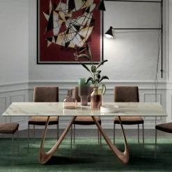 Tavolo Fisso Rettangolare con Base in Legno Made in Italy - Equatore