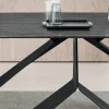 Tavolo Fisso 210x110 cm con Piano in Vetro Rigato e Base in Metallo - Adriano