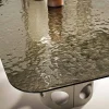 Tavolo Fisso 210x110 cm con Piano in Vetro Martellato Made in Italy - Tano