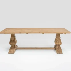 Tavolo Fisso 240x100 cm in Legno di Pino Naturale Invecchiato - Africo
