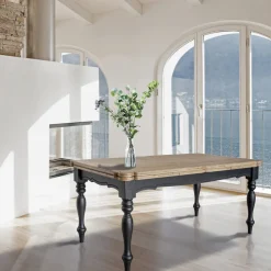 Tavolo Indoor Allungabile in Abete con Angoli Sagomati e Intarsi Made in Italy – Faramir