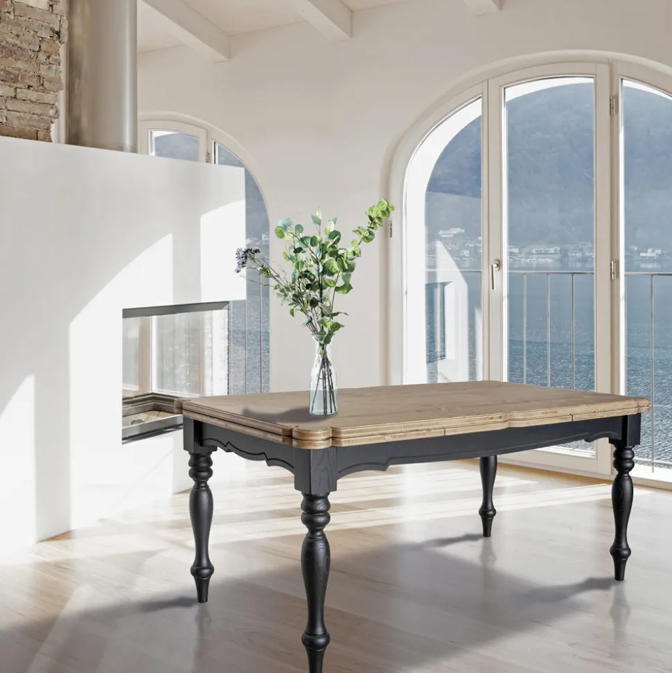 Tavolo Indoor Allungabile in Abete con Angoli Sagomati e Intarsi Made in Italy – Faramir