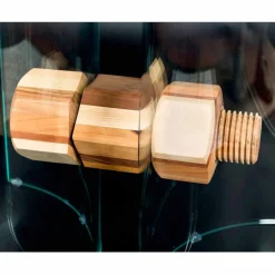 Tavolo in legno di olivo e vetro forma quadrata Portofino