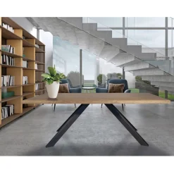 Tavolo in Placcato di Rovere Massellato e Metallo Made in Italy - Seoul