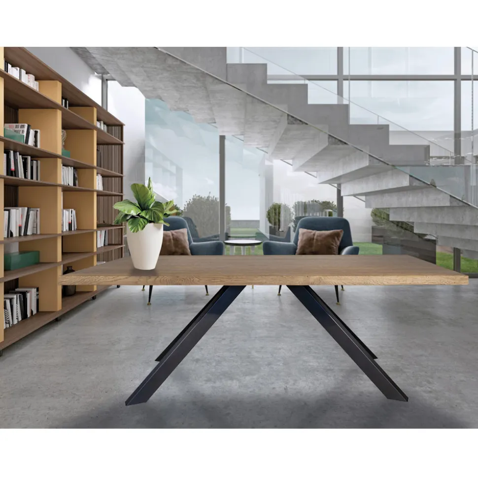 Tavolo in Placcato di Rovere Massellato e Metallo Made in Italy - Seoul