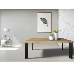 Tavolo in Rovere Nodato Massellato e Gambe in Metallo Made in Italy - Vicente
