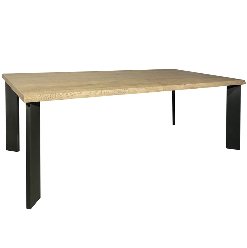 Tavolo in Rovere Nodato Massellato e Gambe in Metallo Made in Italy - Vicente