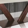 Tavolo in Rovere Placcato Bordo Foglia Squadrato e Metallo Made in Italy - Riad