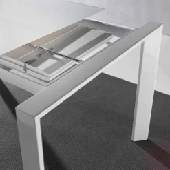 Tavolo in vetro temperato allungabile con mono allunga a libro Phoenix