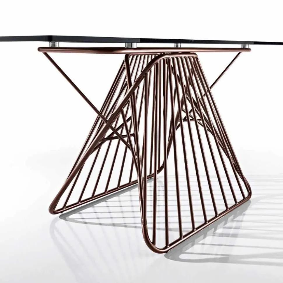 Tavolo in vetro temperato di design moderno fatto in Italia, Mitia