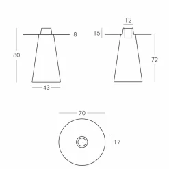 Tavolo luminoso design moderno Slide Peak H80 cm in polietilene vetro