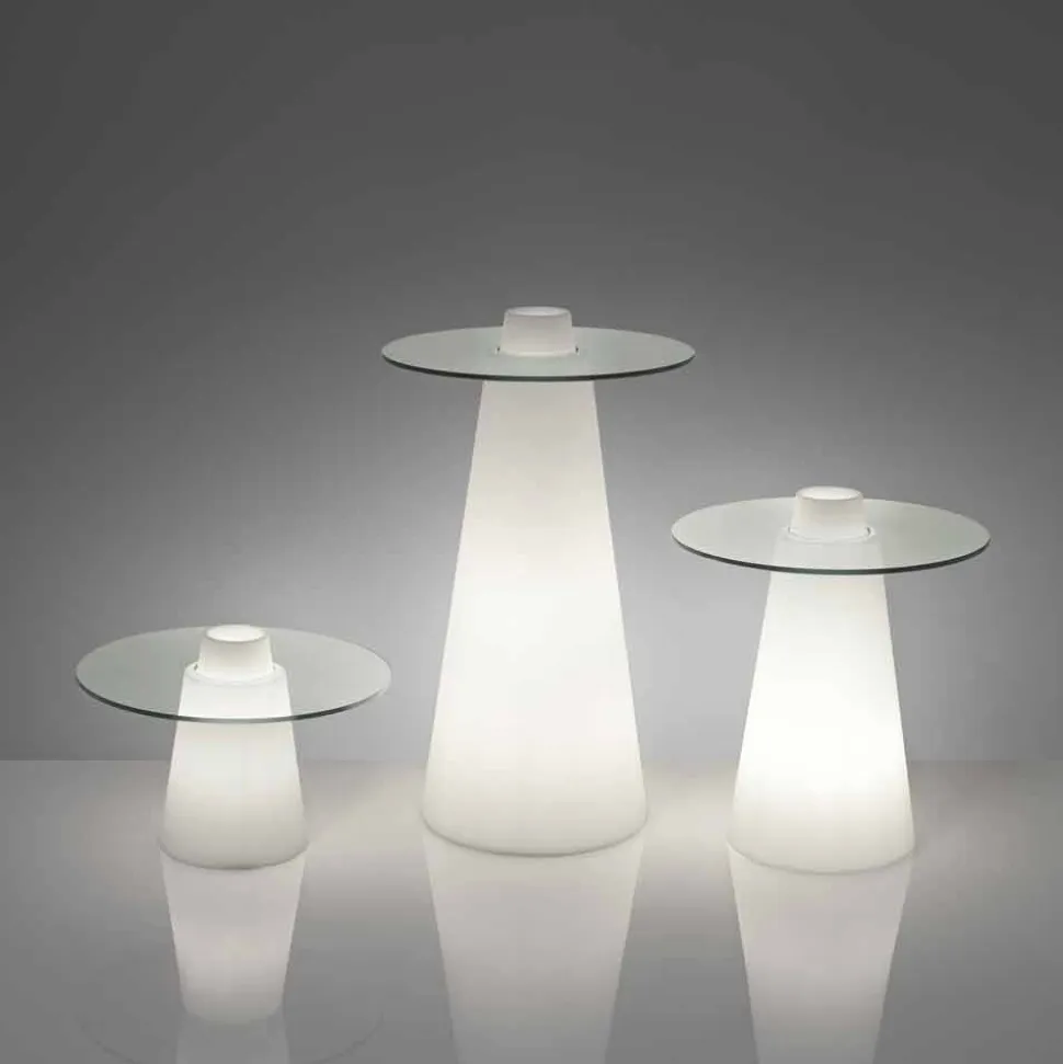 Tavolo luminoso design moderno Slide Peak H80 cm in polietilene vetro