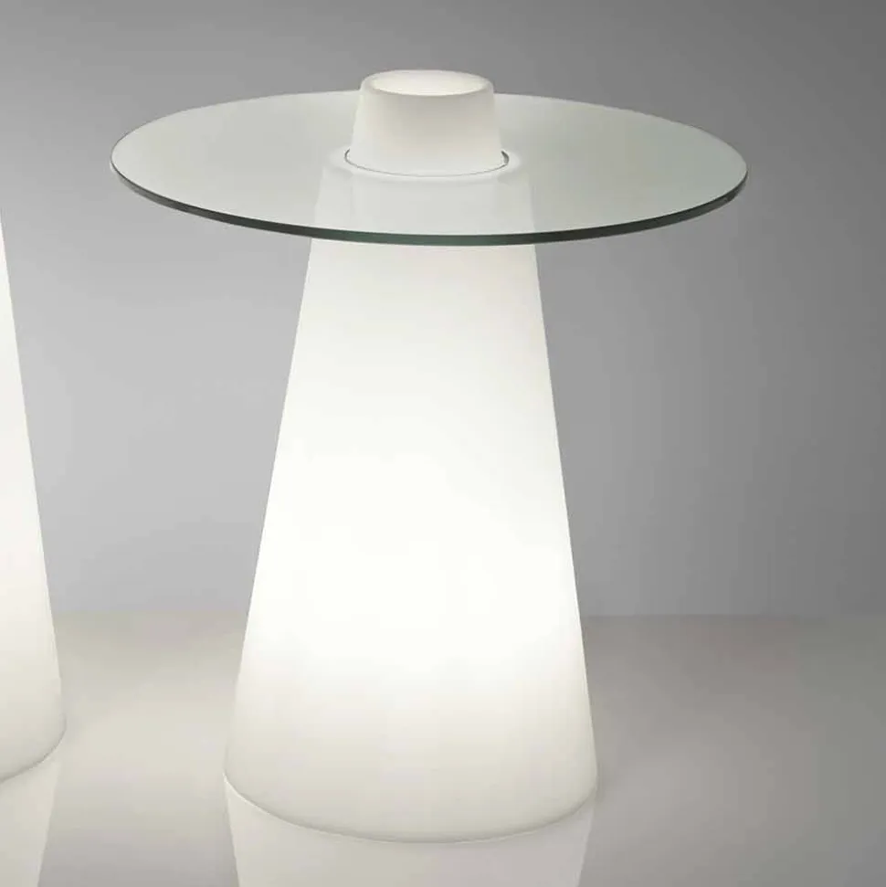 Tavolo luminoso design moderno Slide Peak H80 cm in polietilene vetro