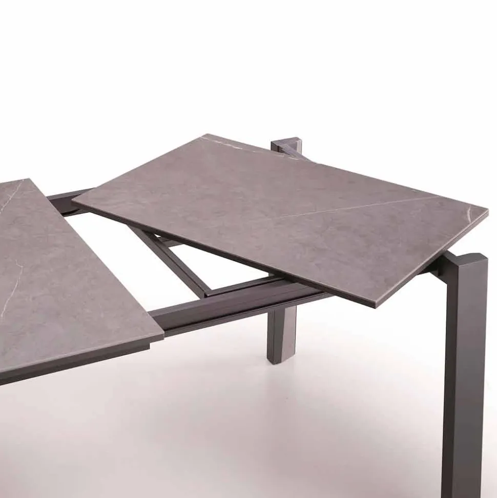 Tavolo moderno allungabile in gres e legno di faggio made Italy Duccio