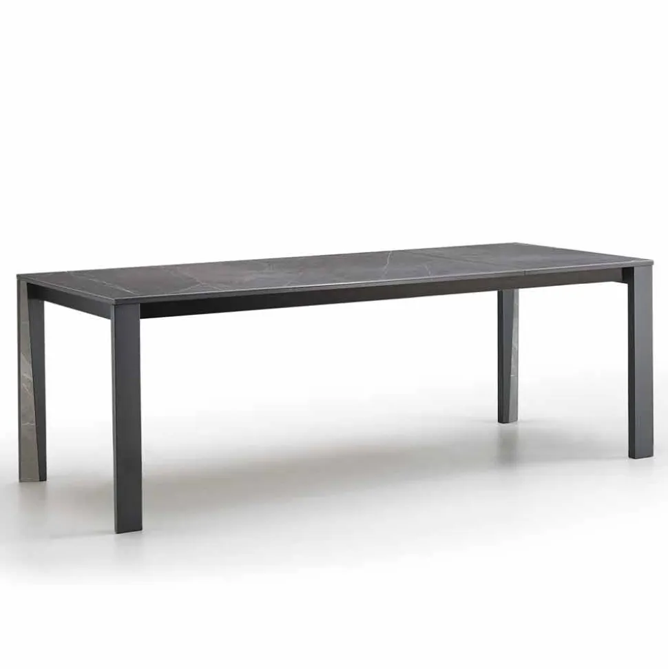 Tavolo moderno allungabile in gres e legno di faggio made Italy Duccio
