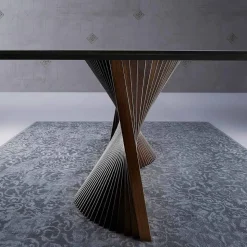 Tavolo moderno con piano in gres effetto marmo fatto in Italia, Adrano