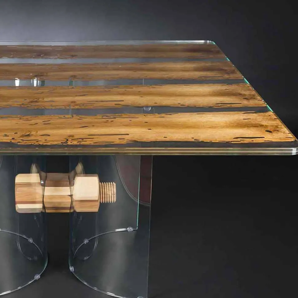 Tavolo moderno in legno di Briccola Veneziana e vetro
