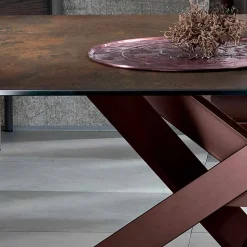 Tavolo moderno in vetroceramica e metallo made in Italy, Dionigi