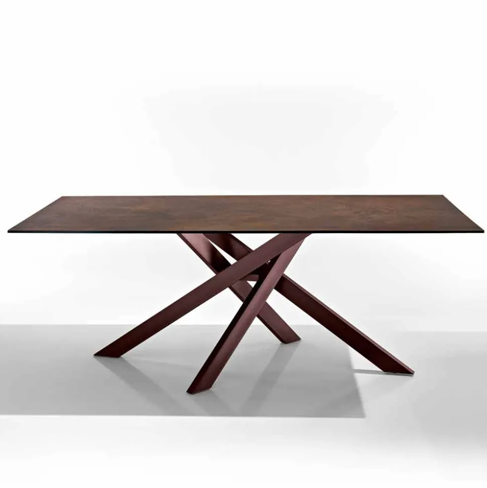 Tavolo moderno in vetroceramica e metallo made in Italy, Dionigi